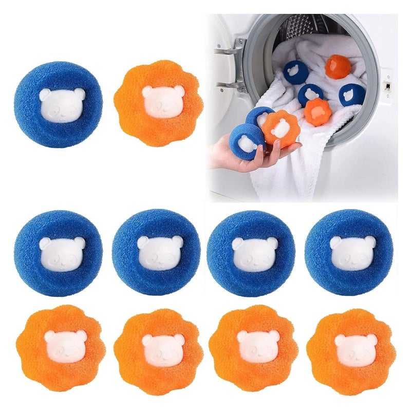 QPOIBSD 10 Pcs Box-Packed Pet Hair Remover for Laundry, Laundry Pet Hair Catcher, Washing Machine Hair Catcher, Washing Balls Dryer Balls for Clothing Dog Cat Pet Fur Remover（Orange+Blue） - Image 1